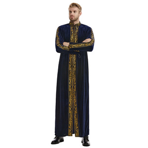 Túnica Musulmana <span class=keywords><strong>de</strong></span> Alta Calidad con Bordado para Ramadán, Manga Larga, Estilo Islámico, Kaftán Árabe, Largo hasta el Tobillo, <span class=keywords><strong>de</strong></span> Terciopelo, para Hombre - Product Image 2