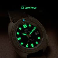 Montre de plongée automatique pour homme, montre-bracelet, 200 m étanche, bracelet en cuir véritable vintage, montre en bronze