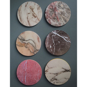Light Luxury Modern Design <b>Marble</b> Wood <b>Coasters</b> Round Mix Color - Product Image 3