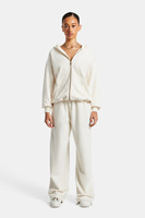 Survêtement zippé personnalisé avec logo brodé en couleur blanche pour femmes Ensembles de costumes légers de haute qualité à capuche et fermeture éclair