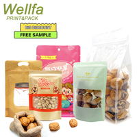 Op maat gemaakte bedrukte verpakkingstas met venster, geschikt voor noten, voedselveilige snacks, gemengde gedroogde vruchten, met hersluitbare ritssluiting.