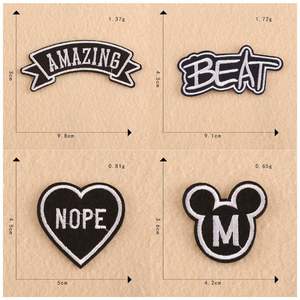 Simple Style Embroidery White Black Letter Patch for Clothing - Product Image 6
