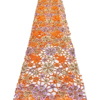 Nouveau tissu en dentelle perlée à la main avec sequins pour fête, tissu en dentelle guipure africaine lourdement perlée, tissu en dentelle de mariage pour mariée