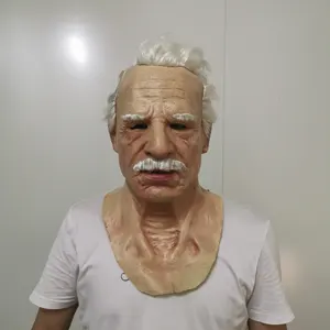 Realistic Halloween Old Grandpa Grandma Costume Headgear Silicone Head 3D full head latex mask