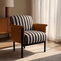 Fauteuil de détente moderne en teck doré, écologique, rembourré en mousse, avec doublure en coton, pour chambre, hôpital, maison, bureau, salle à manger, salon