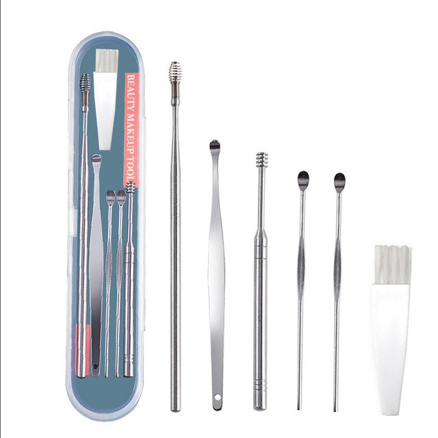 Adult and Children Silver Safe Stainless Steel Spiral Ear Scoop Ear Picks Tool Set