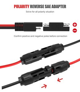 Cable de Extensión Solar con Núcleo de Cobre - 10AWG 30cm con Clasificación IP67 y <span class=keywords><strong>2</strong></span> Adaptadores de Polaridad Inversa SAE para Autocaravanas, Camiones y Motocicletas - Product Image 4