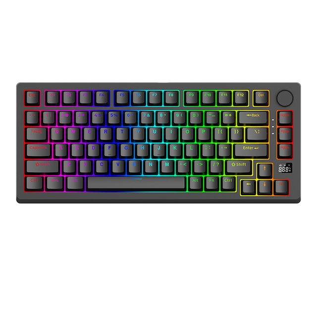 Hot Sale Gaming Mechanical Keyboard 75% Layout RGB Keyboard 2.4g/Wireless/wired Mechanical with Display PBT keycaps