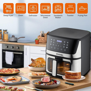 Friggitrice ad aria senza fumo intelligente multifunzione automatica in acciaio inossidabile 7L grande capacità manuale quadrato - Product Image 5