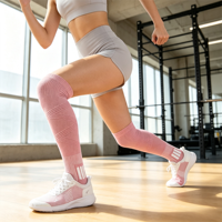 Chaussettes de compression personnalisées avec logo, hauteur genou, design logo, haute élasticité, chaussettes de sport pour hommes, chaussettes de sport tricotées, chaussettes de gym personnalisées