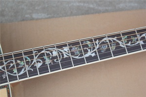 Flyoung Natural Wood Color 41 Inch Acoustic Guitar D45 Model <b>Top</b> Solid Classical Guitar Flower Inlay - Product Image 3