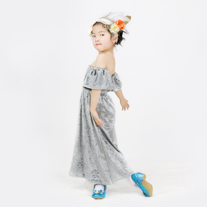 Robe longue pour bébé fille à imprimé numérique personnalisé, motif floral, épaules dénudées, vente en gros de vêtements pour bébés et enfants - Product Image 3