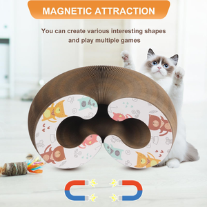 Griffoir interactif pliable pour chat à bas prix, en carton ondulé, type orgue magique, avec clochette et accessoires, directement de l'usine - Product Image 2