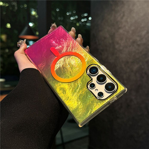 Funda Magnética para Teléfono con Diseño de Concha Marina y Degradado de Cristal para Samsung 26 Ultra S25 S24 23 FE Series, Carcasa Trasera con Parachoques IMD de Arcoíris Neón - Product Image 5