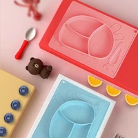 Assiette repas bébé en silicone à compartiments, forme lapin, antidérapante, avec ventouse, pour l'alimentation des enfants - Meilleure vente