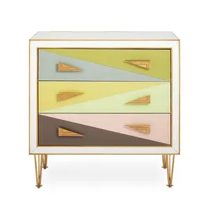 Jonathan adler table de chevet colorée pour chambre à coucher, meuble à tiroirs de luxe, rangement miroir