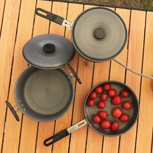 In magazzino Set da cucina all'aperto pentola salvaspazio Set di pentole da campeggio In alluminio attrezzatura da esterno Set da cucina da campeggio - Product Image 4