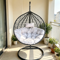 Fauteuil suspendu en rotin d'extérieur avec structure en acier pour jardin, patio, balcon et parc