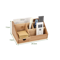 Boîte de rangement de bureau en bambou, organiseur de papeterie, porte-lettres, porte-notes, porte-stylos, porte-crayons cosmétiques, rangement de bureau