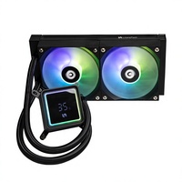 Refroidisseur liquide CPU Premium 240 mm avec roulement à billes, LED ARGB, dissipateur en aluminium et affichage carré de la température pour boucle personnalisée