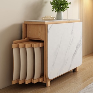 Modern çok fonksiyonlu kare yemek masası uzatılabilir mermer ahşap Set küçük hane için yerden tasarruf - Product Image 1