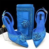Chaussures à Talons Hauts pour Femme à Nœud Papillon en Strass, Ensemble Chaussures et Sac Italiens de Luxe pour Femmes Africaines