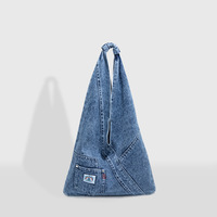 Sac à bandoulière en jean grande capacité pour étudiante, sac d'école en nylon, sac à main à une épaule pour fille