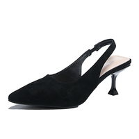 Chaussures pour femmes, style classique, bout pointu, confortables, douces, été, nouvelle collection, design rétro polyvalent, talons fins en PU