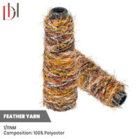 Fil à plumes 1/11NM 100% polyester, poils longs et duveteux, couleurs automnales mélangées pour le tricot de pulls et d'écharpes