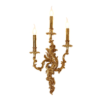 Applique murale LED de luxe en cuivre style Rococo européen, finition dorée, lampe antique classique pour la maison et le bureau