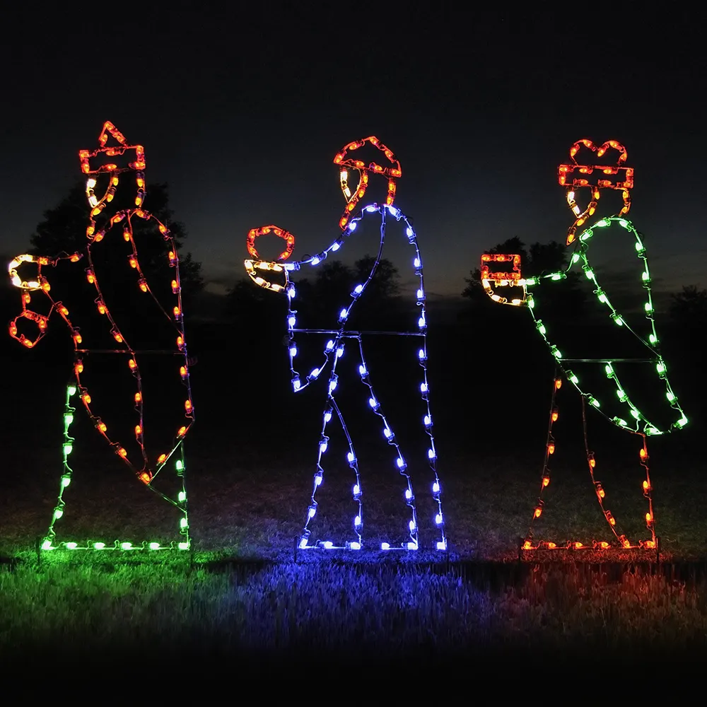 Andscape-figura personalizada de tres hombres sabios, luz LED decorativa de 2D para exteriores