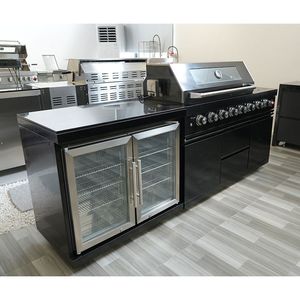 ארונות מטבח מנירוסטה מותאמים אישית מטבח חיצוני במחיר סביר עם מבער גריל ומקרר משקאות מוכנים להרכבה - Product Image 1