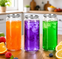 Boîte en PET transparente et légère avec couvercles en aluminium à anneau de traction pour sodas, thé, jus, bière et autres boissons, avec logo et couleur personnalisés