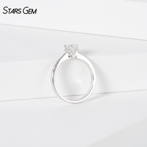 Starsgem 1.03ct 4,5mm redondo corte brillante laboratorio crecido diamante 18K Oro Blanco clásico Unisex solitario anillo de compromiso - Product Image 2