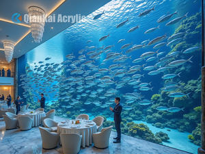 Op Maat Gemaakte Moderne Rechthoek Oceaan Thema Restaurant & Hotel Acryl <span class=keywords><strong>Aquarium</strong></span> Met Onderwater Tunnel Ontwerp Grootschalige <span class=keywords><strong>Aquarium</strong></span> - Product Image 3