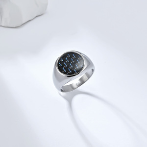 Men's Geometric Carbon Fiber Inlay <b>Titanium</b> Steel <b>Ring</b> Gold Black Steel Color Gift Jewelry - Product Image 3