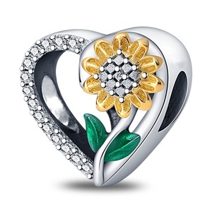 <b>Flower</b> pendant, made of white brass, a romantic jewelry bead gift for women - Product Image 5