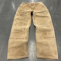 Jean Denim Peintre Double Couche Jeans Pantalon Cargo Régulier Personnalisé Hommes Vintage Noir Double Genou Travail Pantalon de Charpentier