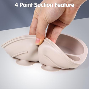 ODM & OEM Assiettes en silicone sans BPA, assiette à ventouse pour bébé, assiette compartimentée avec 4 ventouses antidérapantes - Product Image 5