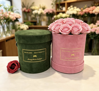 Kotak Kemasan Hadiah Hari Valentine Bulat dari Karton dengan Logo Kustom, Bunga Awet, Lapisan UV, Foil Emas, Bahan Daur Ulang