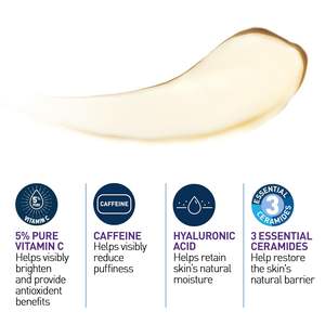 Crème Contour des Yeux 100% USA Rénovatrice à la Vitamine C avec Acide Hyaluronique, Céramides et Caféine pour Cernes et Poches - Product Image 1