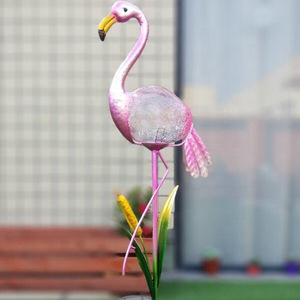 Solar Flamingo Garden Light With Crack Glass <b>Ball</b> <b>LED</b> Solar Powered Outdoor Decor Water Resistant Free Standing - Product Image 3