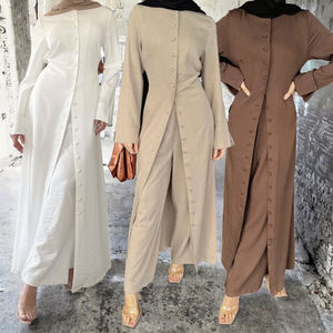 Conjunto de Dos Piezas de Blusa y Pantalón Informal Musulmán para Mujer, Estilo Jazz Crepe, Transpirable, Modesto, Islámico, para Ramadán y Eid, Venta al por Mayor de Sharut - Product Image 3