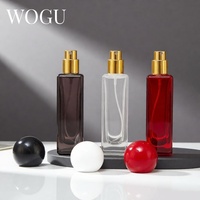 WOGU Flacons de parfum en verre à sertir de 30 ml (1 oz) avec capuchon rond, atomiseur de parfum, emballage cosmétique fantaisie, flacon de parfum vide à vaporiser