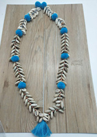 Collier Mala Bohème Long en Coquillages Naturels Zooying avec Pompons et Franges en Soie, Bijou Tendance en Alliage Style Bohème pour Femme
