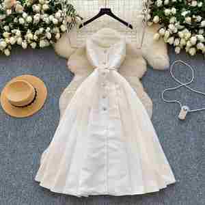 Vestido Midi Plisado Elegante de Verano con Estampado Digital y Cintura Natural de Encaje para Mujer - Product Image 2