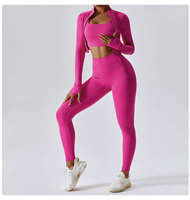 Ensemble de sport pour femmes de haute qualité, vente en gros, 4 pièces, veste à manches longues, leggings taille haute, ensembles de yoga sans couture