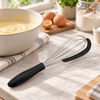 Fouet à œufs en acier inoxydable avec poignée TPR et spatule en silicone – Ustensile de cuisine manuel pour la pâtisserie – Offre spéciale