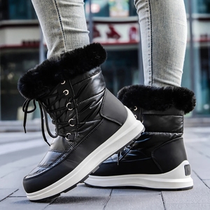 Stivali da neve impermeabili e spessi e felpati da donna <span class=keywords><strong>con</strong></span> 2023 invernali <span class=keywords><strong>con</strong></span> plateau in pelliccia pesante scarpe imbottite in cotone caldo antiscivolo - Product Image 5