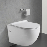WC suspendu en céramique blanche avec réservoir d'eau en fer de forme ovale, ensemble de toilettes OEM